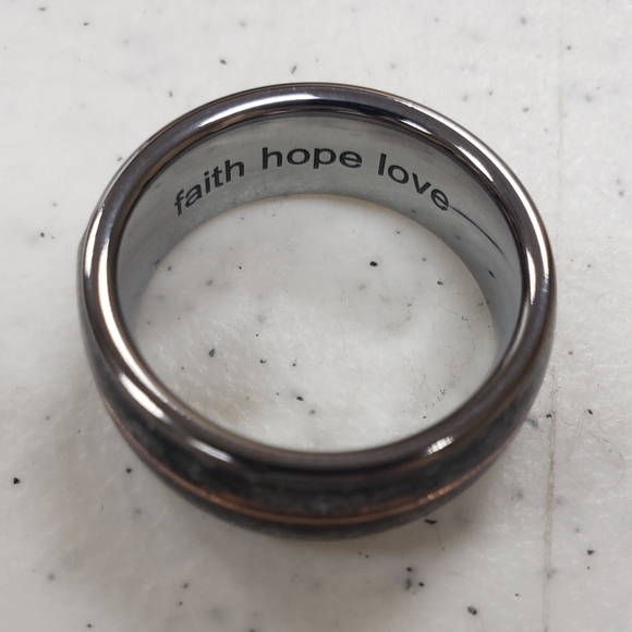 Men's size 9 Decazi glow in the dark meteorite wedding ring with rose gold - Picture 3 of 4